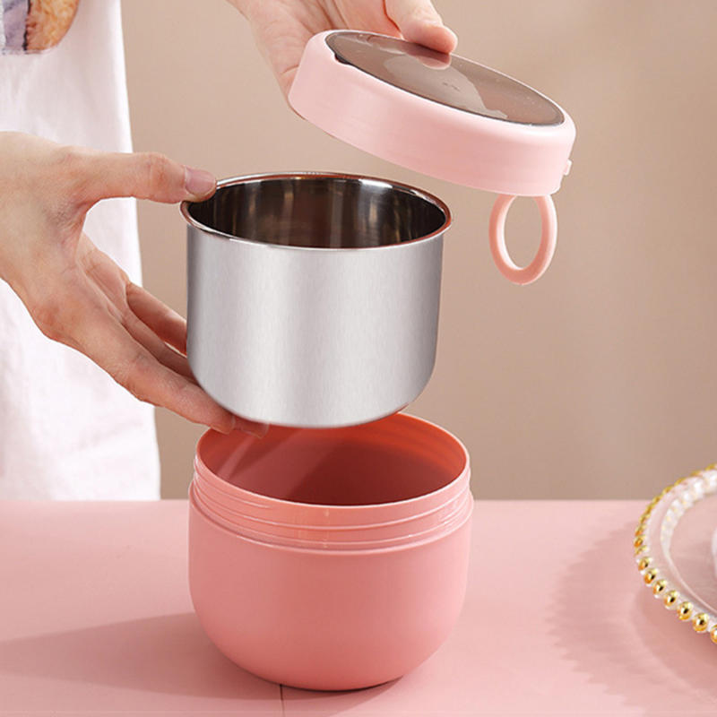 600ML 304 Stainless Steel Soup Noodle Bowls with Lid Microwave Safe Lunch Box Students Office School Reusable Food Container