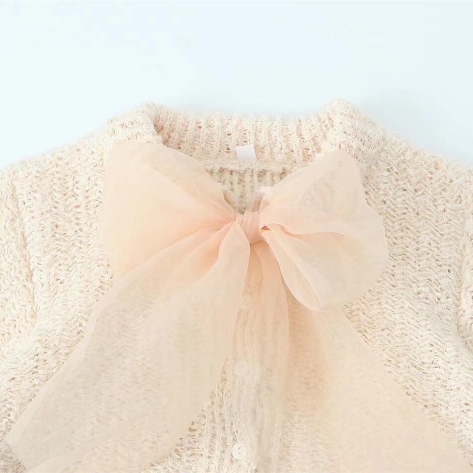 2025 Spring Women's Sweet Bow Knitted Top
