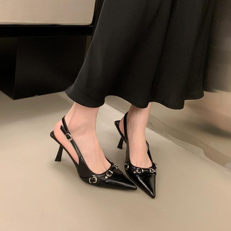 Women's Outer Wear Style High Heels Versatile Sandals with Dress Leisurely Casual Shoes Comfortable Fitting Rubber Sole