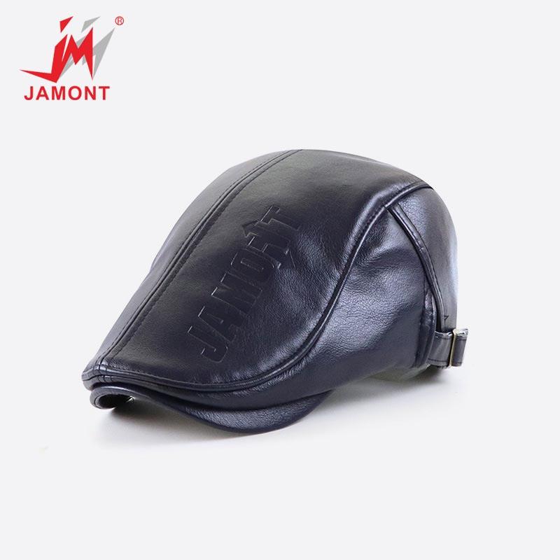 

Мужская открытая теплая шляпа All-match Forward Beret PU Кожаная остроконечная шапочка