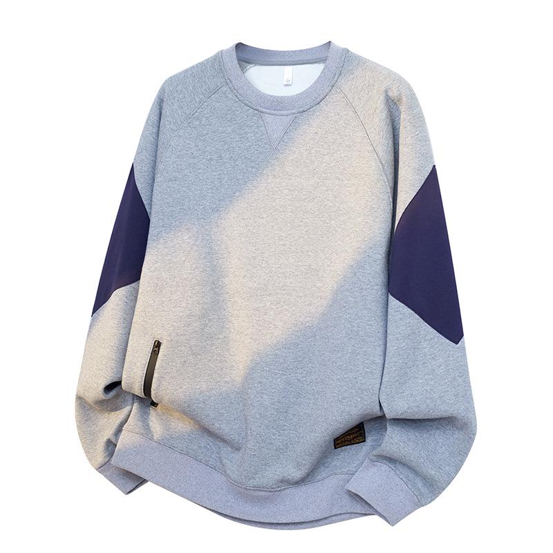 Ying Huang Bao Luo Men s Trendy Casual High Street Loose Top for Spring and Autumn Large серый