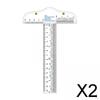 2x Clear Acrylic T Square Ruler 6" Inch Metric Stationery Shaped Drafting Tool for