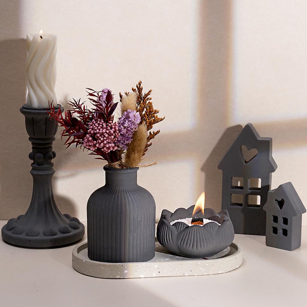 DIY Concrete Craft Silicone Mold Set Vase Candlestick Tray Storage Box Plaster Resin Mold Home Decor Supplies Table Ornaments