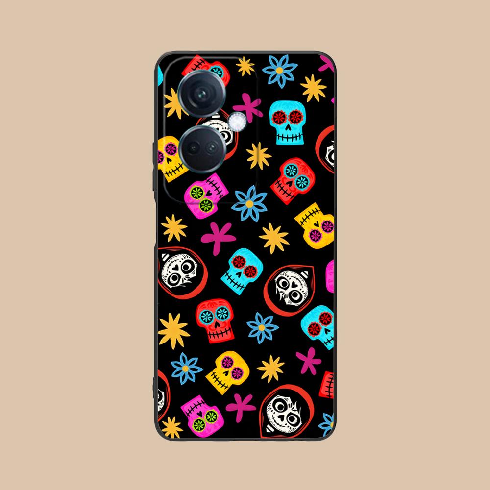 

Day of the Dead Matte TPU Mobile Phone Case for OPPO Reno 14 13 12 11 10 9 8 7 6 5 F T Pro 5G Colorful Printing Cover OPPO Reno5 5G