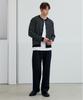 Nodu Block Stripe Round Knit Cardigan [Black]