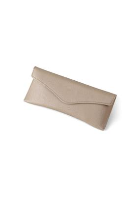 [LIB] Eyeglasses Case (Flap) Water-repellent Original Leather Genuine Cowhide Unisex Thin Lightweight Brushed Fabric Semi-hard (Sand Beige)