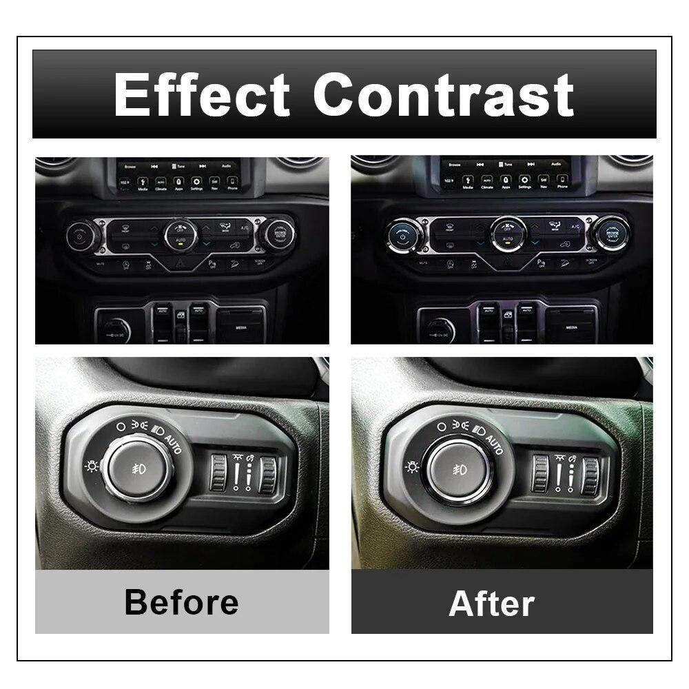 Car Headlight Air Conditioning Switch Knob Decoration Cove Center Console Button Trim For Jeep Wrangler Accessories JL JLU