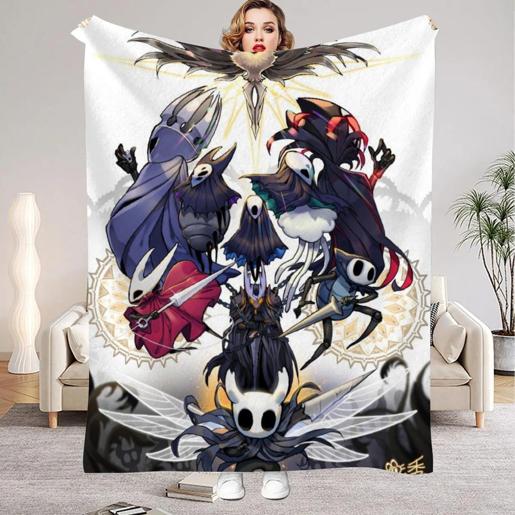 Hollow Knight Blanket Cartoon Game Printed Flannel Blanket for Home Living Room Bedroom Decor New Year Christmas Gift for Fans