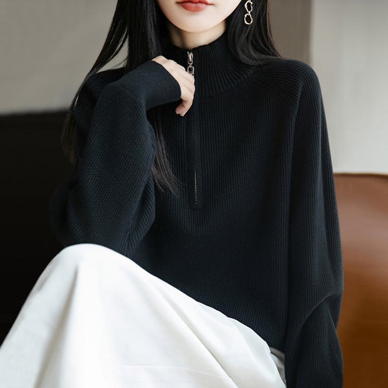 YYFS Women's Fashion Casual Fall Winter Solid Color Print Long Sleeve Half Turtleneck Sweaters