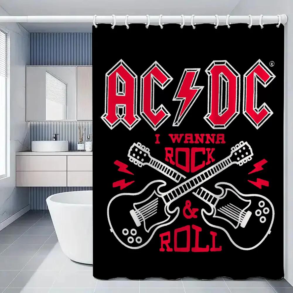 

Rock-ACDC Shower Curtain for Bathroom Accessories Folding Partition Bath Curtains Bedrooms Waterproof Fabric Things the Set Ho 150x180cm