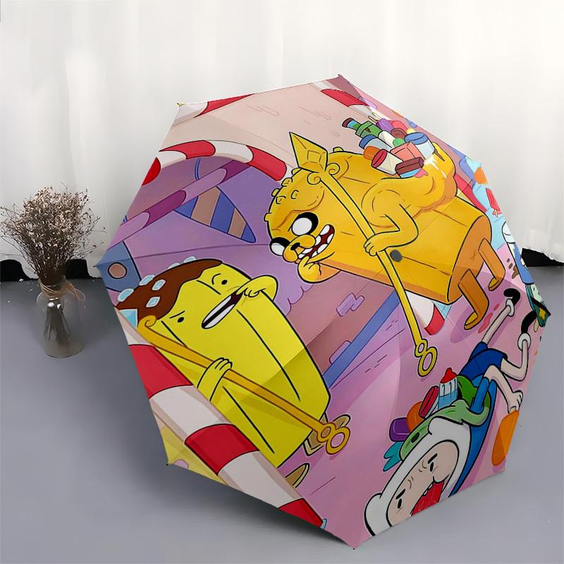 1pc Adventure Time Outdoor Umbrella - Automatic Opening/Closing, Portable 3-Fold Design with 8-Rib Iron Frame - Perfect Gift for Fans, Travelers,