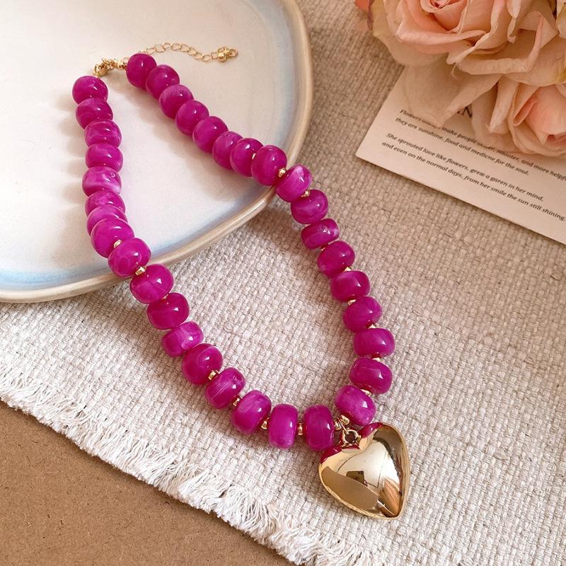 Elegant Summer Acrylic Beaded Necklace: Fashionable Round Clavicle Chain Jewelry