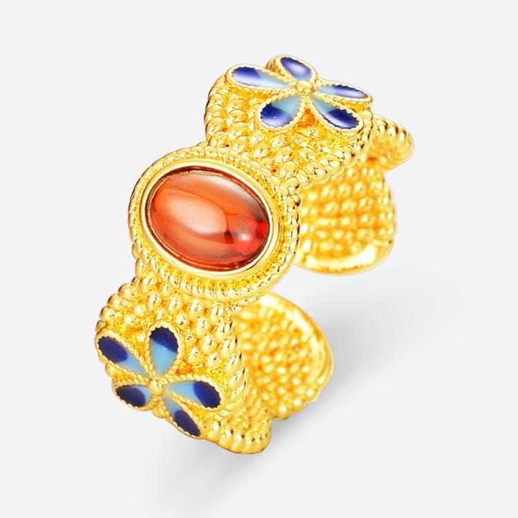 

Кольцо в стиле суда, женское, легкое, роскошное, высокого класса, чувство ретро, новое китайское ювелирное изделие, открытое кольцо, ювелирное изделие в национальном стиле adjustable золотой