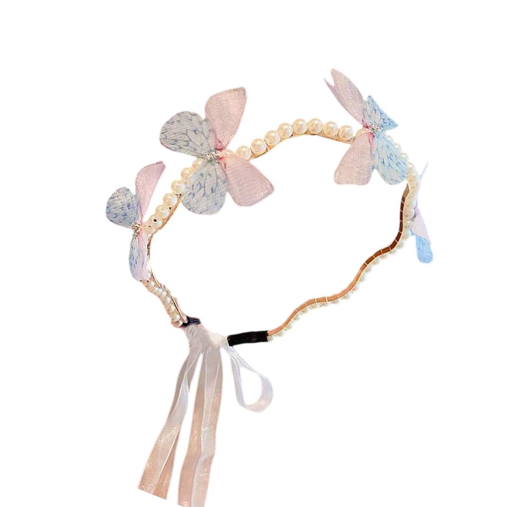 Luxurious Crown Hair Hoop Butterfly Birthday Party Elegant Pageant Water Drop Pearls Girl Wedding Costume Headwear