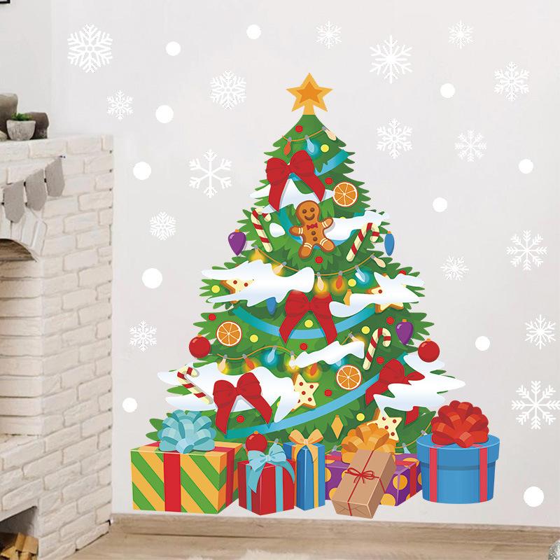 Christmas Snowflake Glass Window Decoration Sticker Self-Adhesive Material Christmas Tree Holiday Party Decorations Wall Sticker