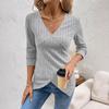 Women's Autumn and Winter Versatile Solid Color T-shirt Pit Strip Brushed V-neck T-shirt Top