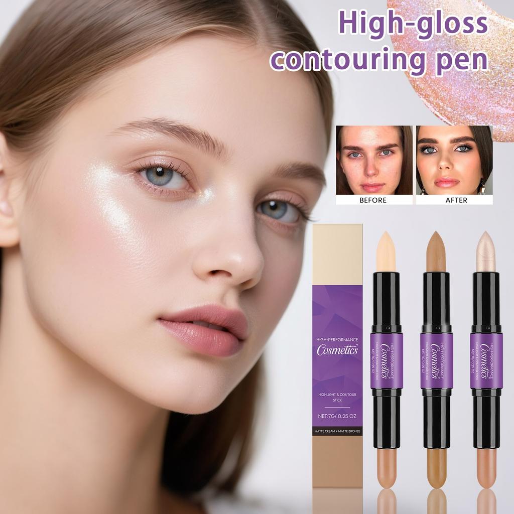 2in1 Highlighter Stick With Blush, Cream Double Concealer And Blush, Contouring Stick,1pc,