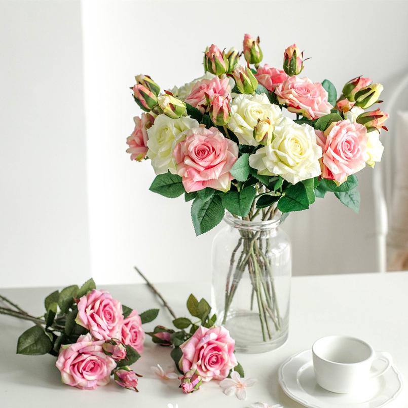 1/5PCS Artificial Flowers Silk Roses Wedding Bridal Bouquet Home Vase Table Outdoor Garden Yard Holiday Party DIY Gift Box Decor