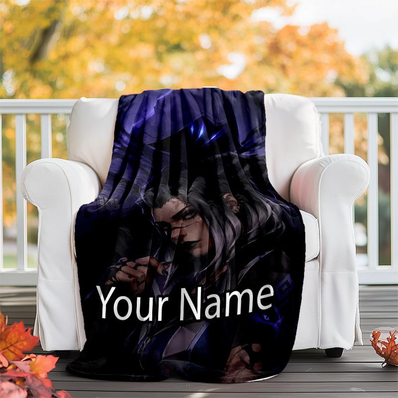 Custom Name Valorant Theme Printed Blanket - Perfect for Couch, Bed, Travel & Outdoor Use | Machine Washable, Cozy & Durable.