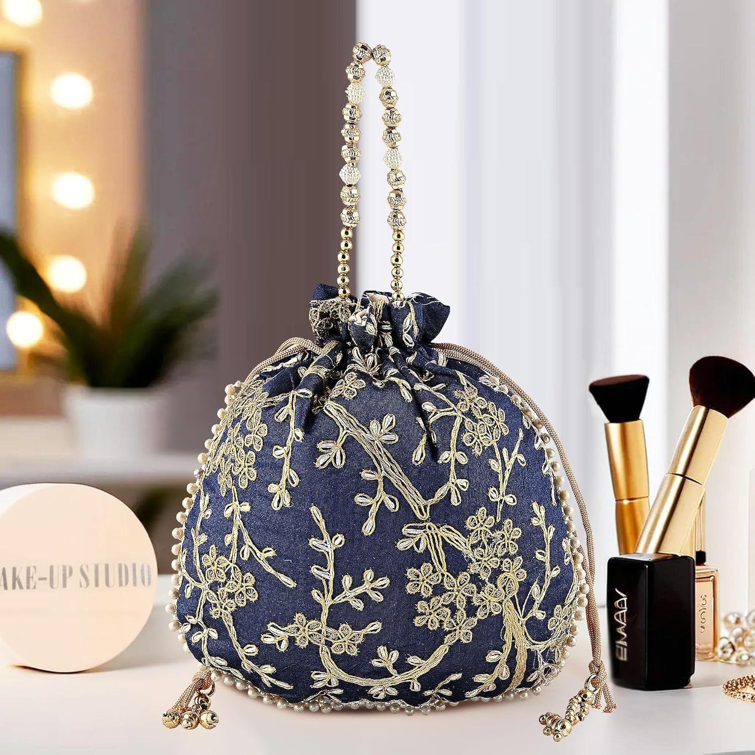 

Сумки-потли для дам и девушек | Женские подарочные мешочки для праздничных сезонов | Сумка-кошелек для невесты с вышивкой - Темно-синий