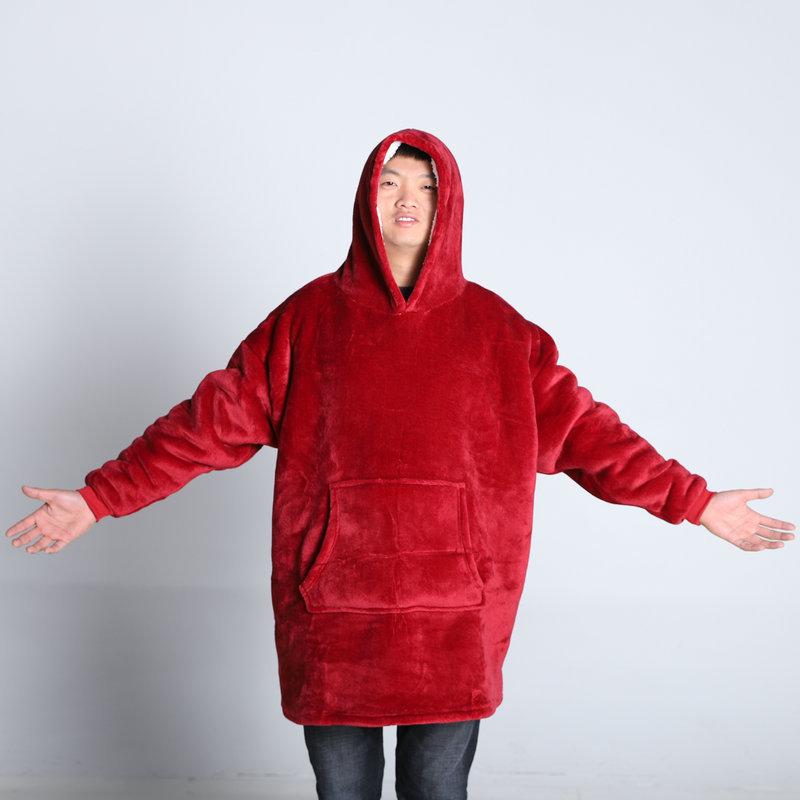 

Hooded Flannel TV Blanket Sweatshirt - Cozy Cross-border Pullover Robe for Home 80*120cm (One Size)