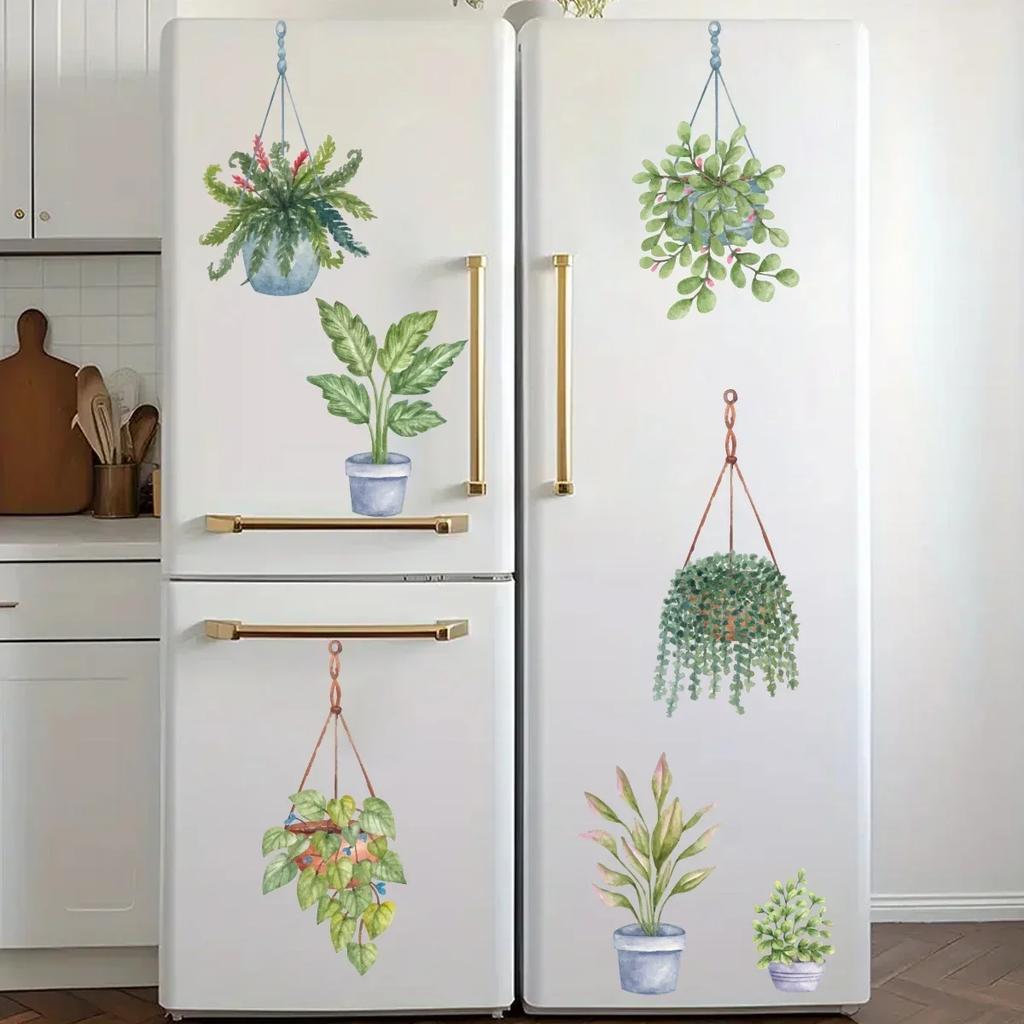 1Pc Green Plant Potted Wall Stickers For Living Room Kids Room Decoration Wall Decals Living Room Decor For House Bedroom DIY