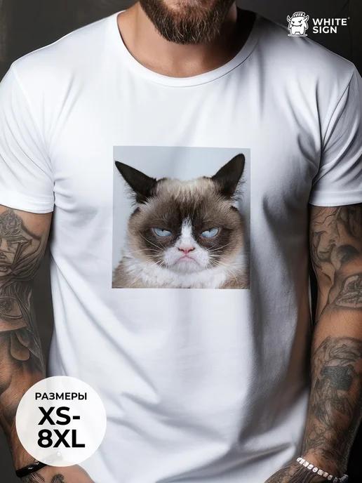 Oversized cotton T-shirt with Grumpy Cat print M