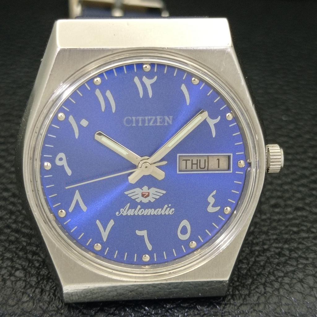 JAPAN VINTAGE CITIZEN AUTOMATIC 8200 MENS BLUE COLOR DIAL WATCH a500317-2 R151b-a500317