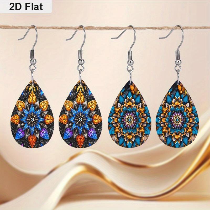 

Серьги в богемном стиле с синей мандалой из ПУ, модные серьги, изысканные серьги в стиле Y2K, праздничные подарки для друзей