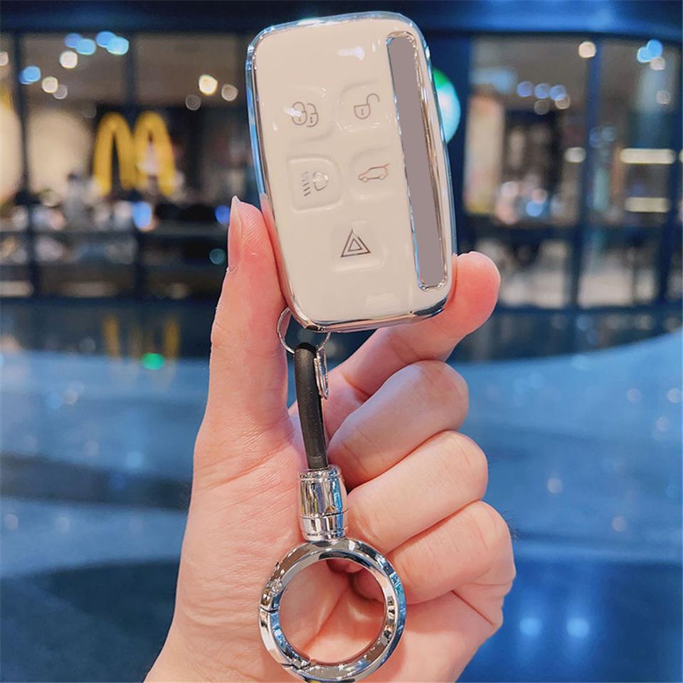 TPU Car Key Case Remote Cover Shell Holder Chian Fob For Land Rover New RangeRover Sport Evoque Freelander Velar Discovery LR5