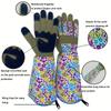 high quality1 Pair Unisex Thorn-Proof Touchscreen Garden Gloves - Breathable Long Sleeve with Floral Pattern, Polyester Material, Left/Right Hand Fit