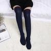 Winter Two-Stripe Cable Knit Over-the-Knee Cotton Socks - Slimming Korean Academy Style Scrunch Socks for Women
