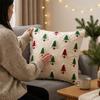 Velvet 3D Colorful Christmas Tree Throw Pillow Covers Embroidered Soft Cushion Covers Plush Vintage Pillow Case Living Room