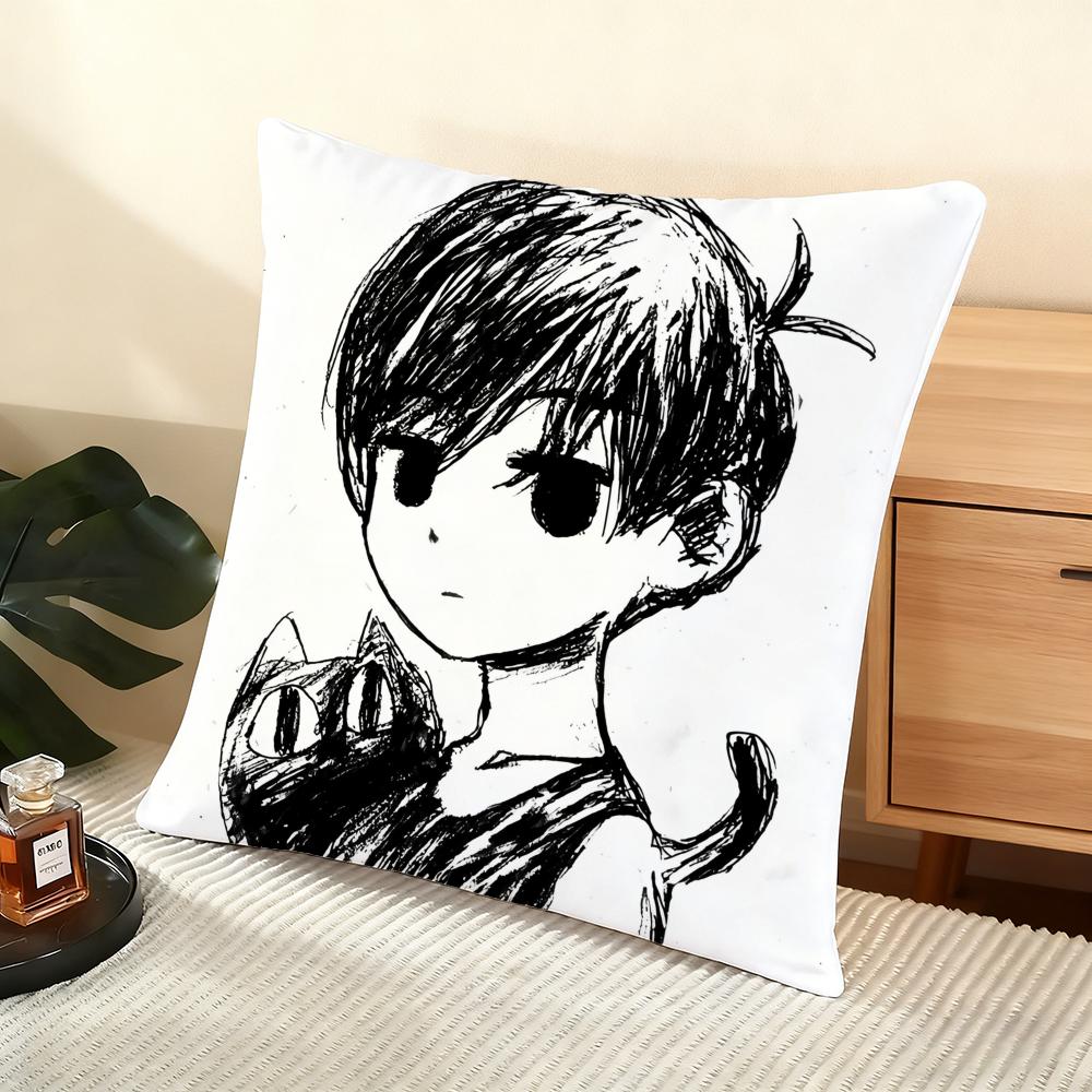 Game O-Omori Cushion Cover Soft Short Plush Pillow Cover Smooth Cozy Texture Aesthetic Cushion Case Home Decor
