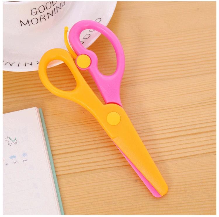 1pcs Children's Paper-cut Anti-pinch Hand Safety Scissors All Plastic Straight Edge Scissors Kindergarten Diy Handmade Scissors