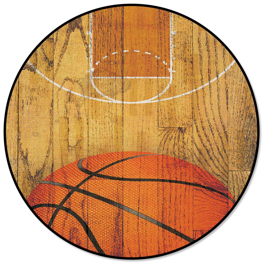 Living Room Bedroom Floor Mats Kids Room Area Rug Basketball Ball Retro Striped Print Round Rug