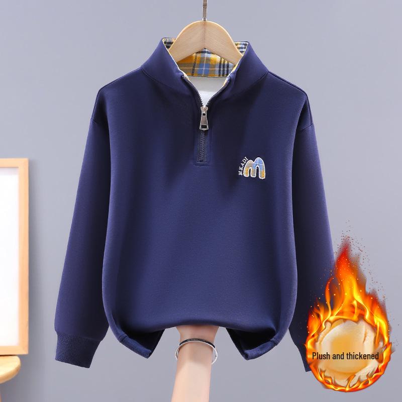 Sweatshirt mit Stehkragen für Jungen - Langärmeliges Freizeit-Oberteil für Grund- und Mittelschüler, Frühjahrs-/Herbstbekleidung