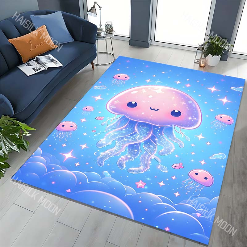 Cute Jellyfish Cartoon Carpet for Living Room Bedroom Bedside Floor Mat Cloakroom Area Rugged Creative Doormat Fast Shipping