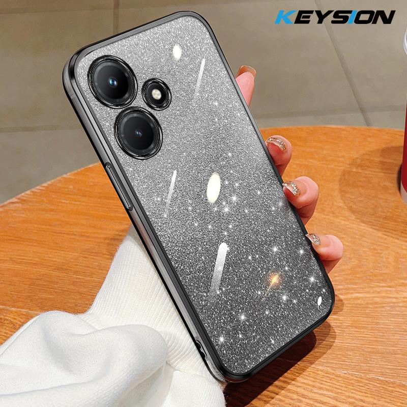 

KEYSION Luxury Plating Glitter Phone Case for Infinix Hot 30i 30 Transparent Soft TPU Shockproof Back Cover for Infinix Hot 30 30i for Infinix Hot 30 чёрный