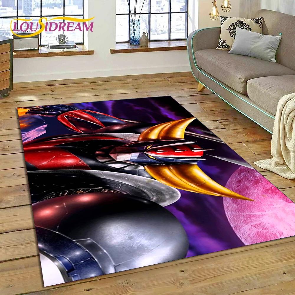 Alfombra de Dibujos Animados 3D Robot OVNI Grendizer Anime para Sala de Estar Dormitorio Decoración del Hogar, Felpudo Antideslizante para Sofá Felpudo Regalo Niños