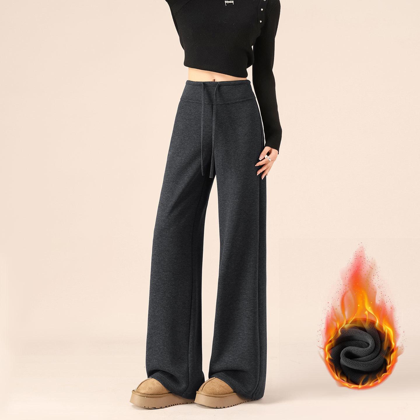 

Women s Warm Velvet Lined Straight Leg Pants - Soft, Sticky-Free, Comfortable Casual for Autumn & Winter XL (130-145 lbs)
