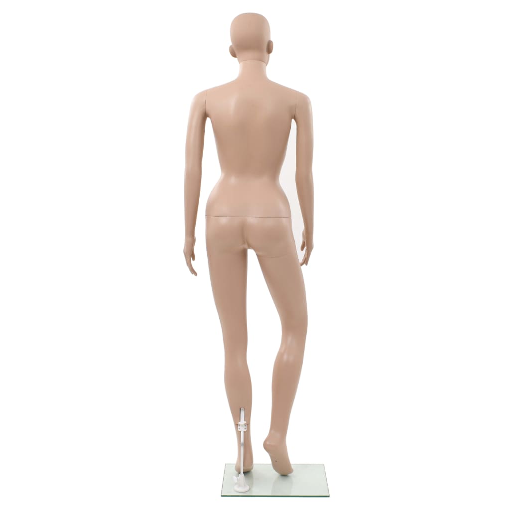 Vidaxl Schaufensterpuppe Damen mit Glasfuß, Beige, 180 cm