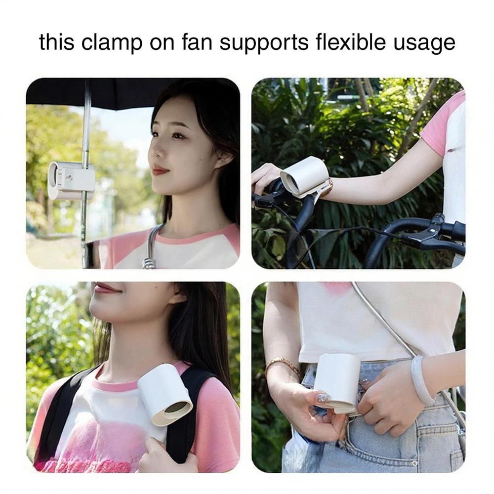 1pc Hipacool Portable Clip Fan 360° Rotatable 100 Speed Wind 12V USB Rechargeable Electric Fan Low Noise Mini Fan Clamp Anywhere