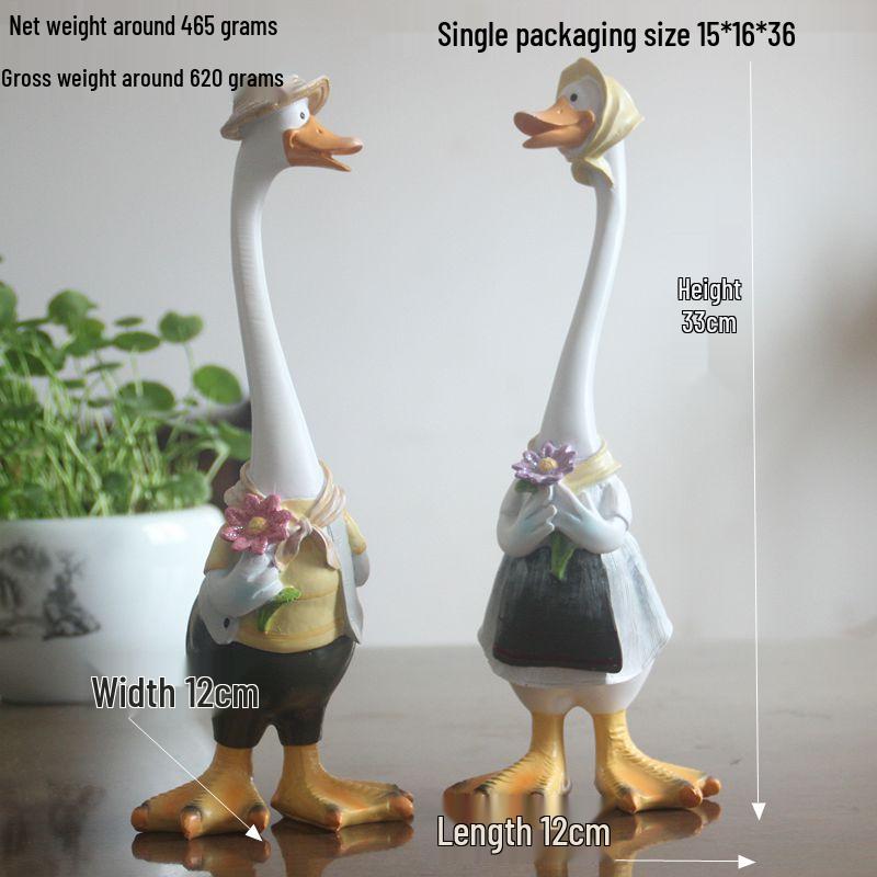 Creative Cartoon Duck Garden Ornament - Hand-Painted Resin Animal Craft