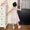 Girls Cotton Gauze Nightdress Sleeveless Sleepwear Cartoon Print Lightweight Home Dress Kids