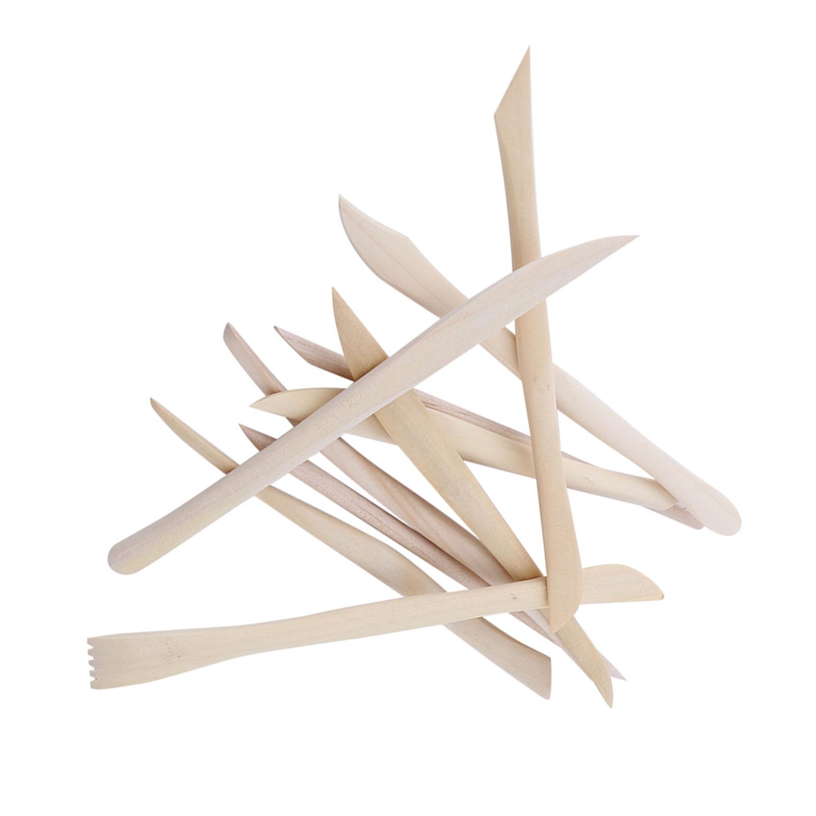 

10 pcs DIY Wood Wooden Clay Modeling Tools Set Polymer Clay Sculpting Tools