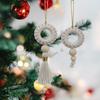 2pcs Woven Christmas Wreaths Pendant Cotton Rope Christmas Tree Ornaments Boho   New Year