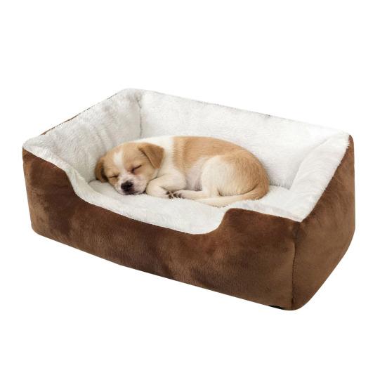 

Rectangle Pet Bed Cozy Cat Orthopedic Sofa Bed Warm Plush Dog Calming Bed for Cats Dogs Multiple Sizes Colors S хаки