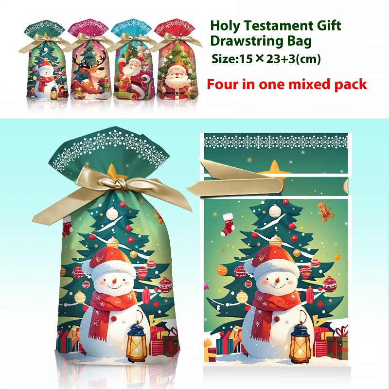 50/100Pcs Christmas Gift Bags Christmas Decorations For Home 2026 Xmas Gifts  Year Santa Claus Snowman Packaging Bags