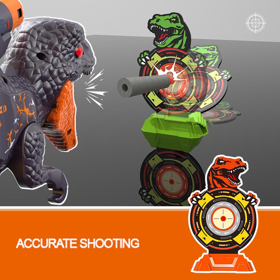 0206 Double Launcher EVA Bullet Cartoon Dinosaur Shooting Gun Toy for Children